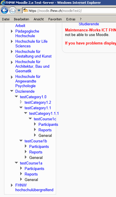 Navigaition Moodle 2x with nested cats and links