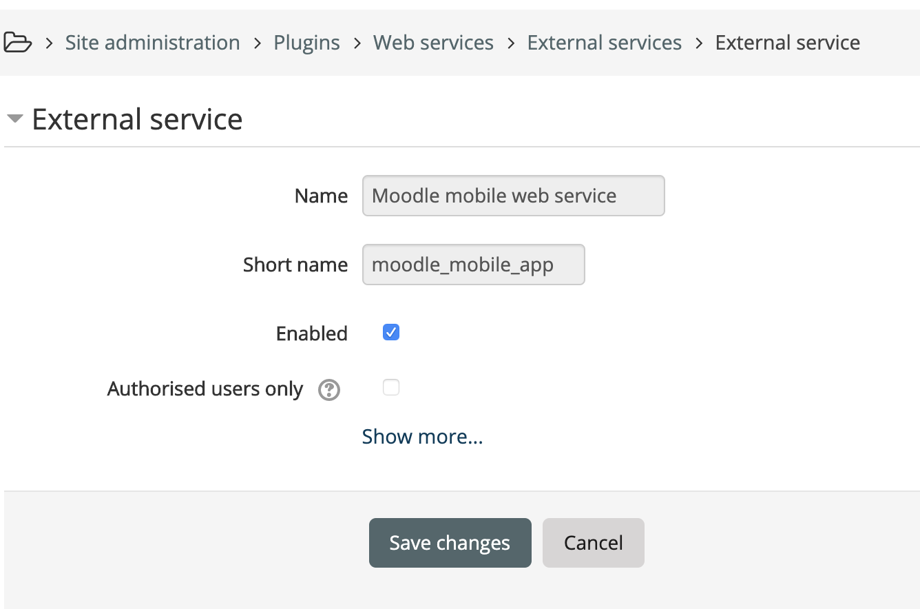 Enable external Services moodle