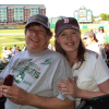 At the Fisher Cats game for our anniversary.