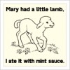 Mary had a little lamb - I ate it with mint sauce